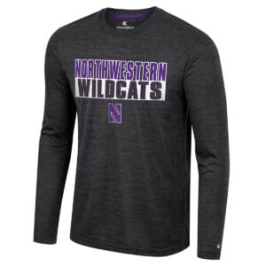 Northwestern University Wildcats Colosseum Men's Black Positraction L/S Tee 