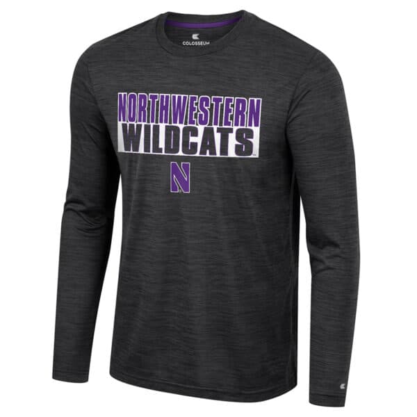 Northwestern University Wildcats Colosseum Men's Black Positraction L/S Tee 