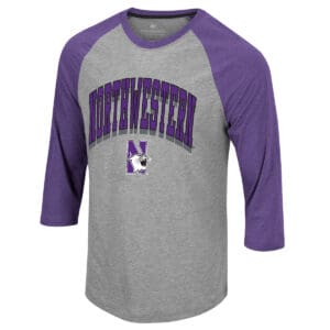 Northwestern University Wildcats Colosseum Men's Purple Gambini 3/4 Sleeve Raglan Tee