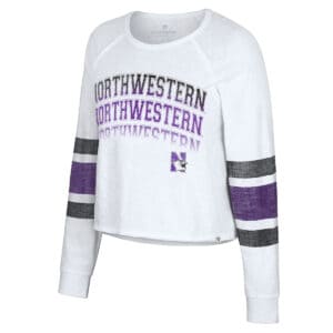Northwestern University Wildcats Colosseum Ladies Light Breeze L/S Crop Tee