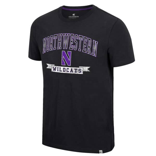 Northwestern University Wildcats Colosseum Men's Black Objection! S/S Tee