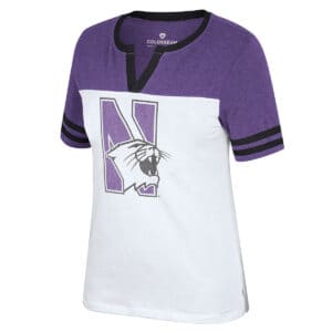 Northwestern University Wildcats Colosseum Ladies Frost Yourself Split Neck S/S Tee