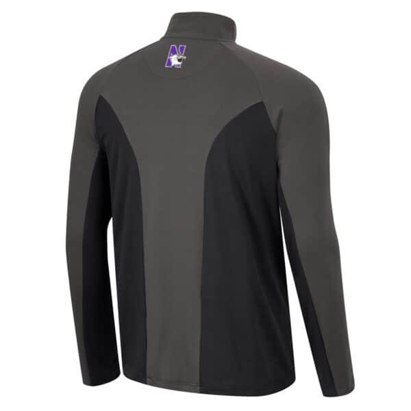 Northwestern University Wildcats Colosseum Men's Black Two Yutes 1/4 Zip Windshirt - Back Side