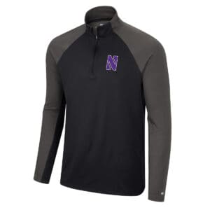 Northwestern University Wildcats Colosseum Men's Black Two Yutes 1/4 Zip Windshirt