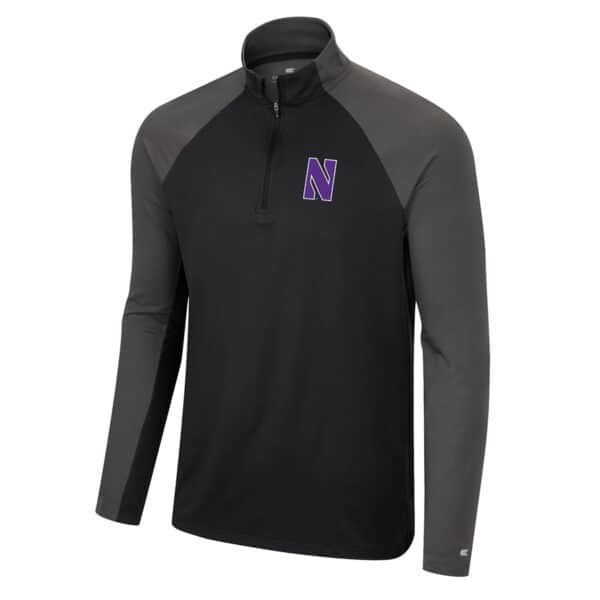 Northwestern University Wildcats Colosseum Men's Black Two Yutes 1/4 Zip Windshirt