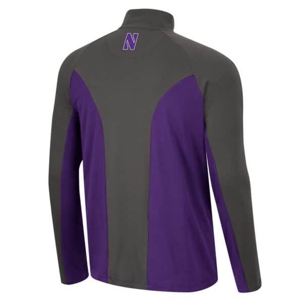 Northwestern University Wildcats Colosseum Men's Purple Two Yutes 1/4 Zip Windshirt - Back Side