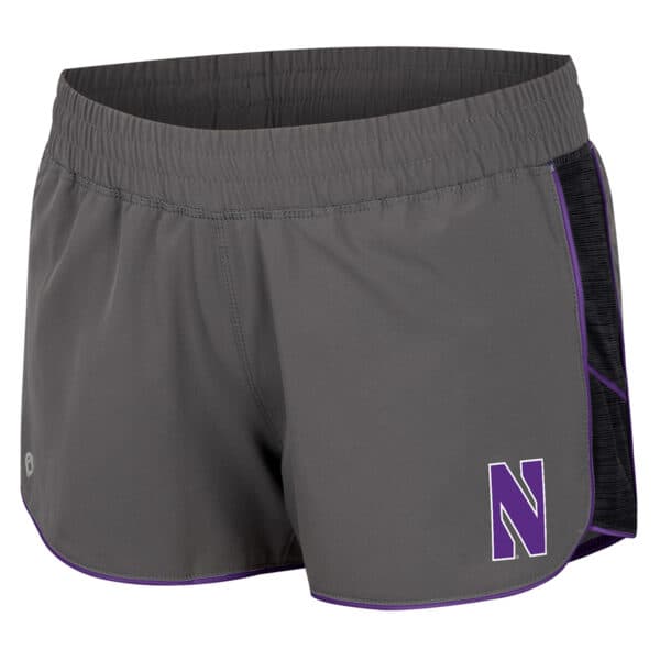 Northwestern University Wildcats Colosseum Ladies Black Stripe Pull The Switch Running Short
