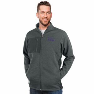 Kellogg Men's Antigua Charcoal Heather Multi Course Full-Zip Jacket