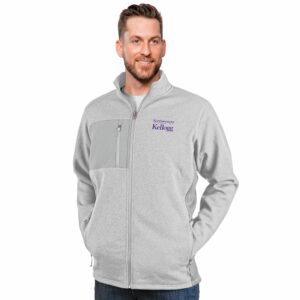 Kellogg Men's Antigua Light Grey Heather Multi Course Full-Zip Jacket