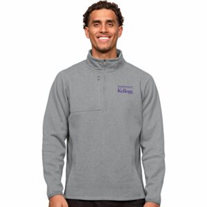 Kellogg Men's Antigua Light Grey Heather Multi Course Pullover 1/4 Zip
