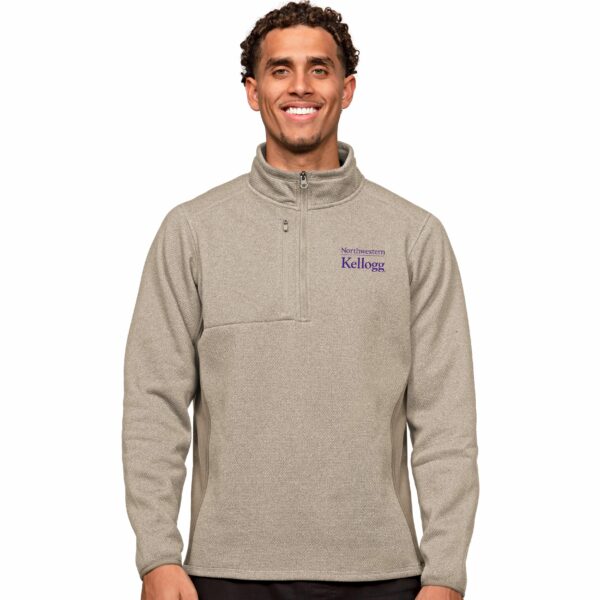 Kellogg Men's Antigua Oatmeal Heather Multi Course Pullover 1/4 Zip