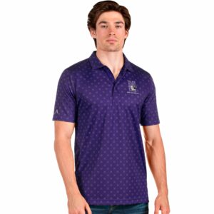 Northwestern University Wildcats Men's Antigua Spark Polo Shirt in Purple Multi with N-Cat Design