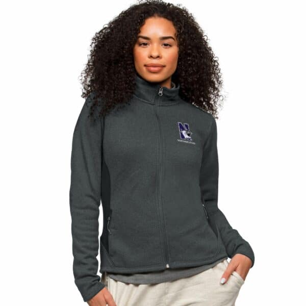 Northwestern Wildcats Women's Antigua Course Jacket in Charcoal Heather Multi