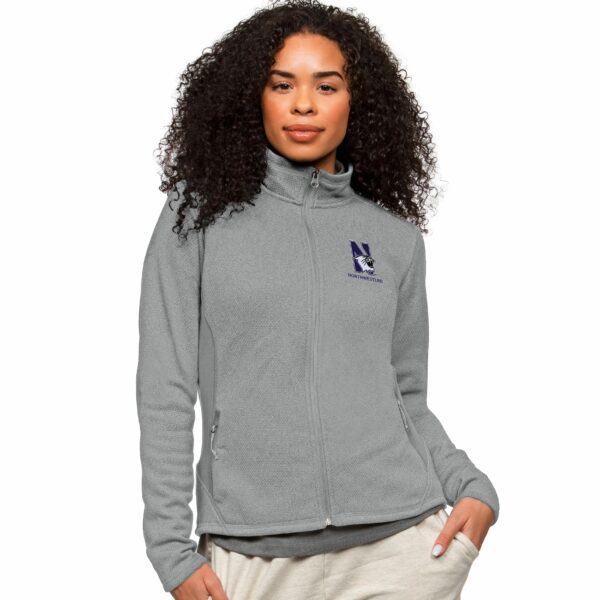 Northwestern Wildcats Women's Antigua Course Jacket in Light Grey Heather Multi