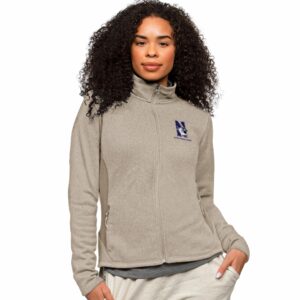 Northwestern Wildcats Women's Antigua Course Jacket in Oatmeal Heather Multi