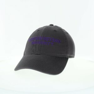 Northwestern University Wildcats Legacy Unconstructed Adjustable Charcoal Hat with Purple Straight Northwestern University Design