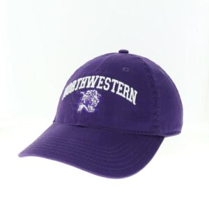 Northwestern University Wildcats Legacy Unconstructed Adjustable Purple Hat with Arched Northwestern Over Vintage Cat's Head Design