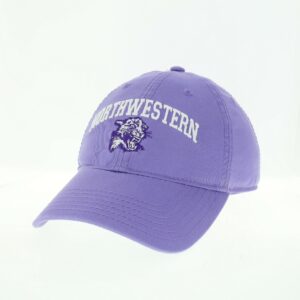 Northwestern University Wildcats Legacy Unconstructed Adjustable Lilac Hat with Arched Northwestern Over Vintage Cat's Head Design