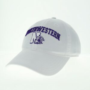 Northwestern University Wildcats Legacy Unconstructed Adjustable White Hat with Arched Northwestern Over Vintage N-Cat Design