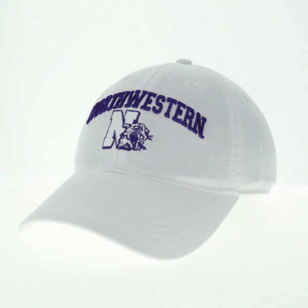 Northwestern University Wildcats Legacy Unconstructed Adjustable White Hat with Arched Northwestern Over Vintage N-Cat Design