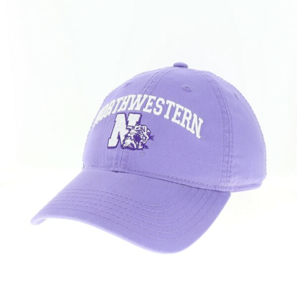 Northwestern University Wildcats Legacy Unconstructed Adjustable Lilac Hat with Arched Northwestern Over Vintage N-Cat Design