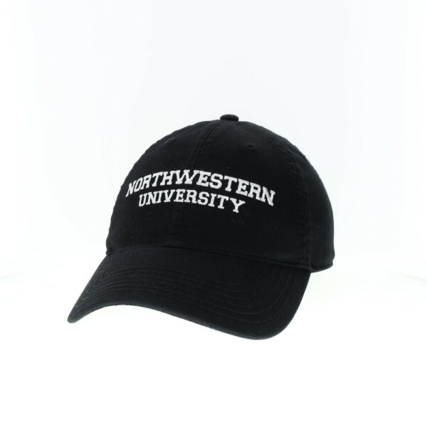 Northwestern University Wildcats Legacy Unconstructed Adjustable Black Hat with White Straight Northwestern University Design