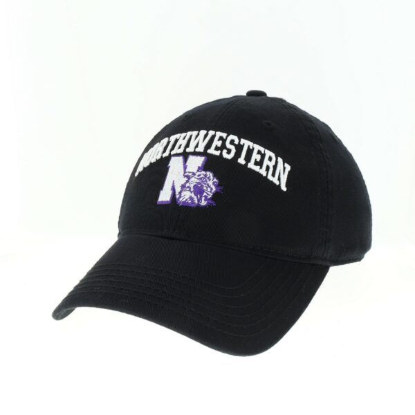 Northwestern University Wildcats Legacy Unconstructed Adjustable Black Hat with Arched Northwestern Over Vintage N-Cat Design