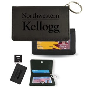 Northwestern University Wildcats Laser Engraved Black Velour ID Holder Key Chain with Kellogg Design-2