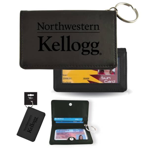 Northwestern University Wildcats Laser Engraved Black Velour ID Holder Key Chain with Kellogg Design-2