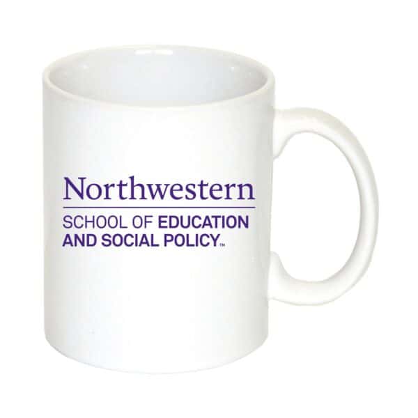 Northwestern University Wildcats 11 oz. White Ceramic Coffee Mug with Education & Social Policy Design