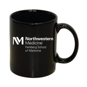 Northwestern University Wildcats 11 oz. Black Ceramic Coffee Mug with Feinberg School of Medicine Design