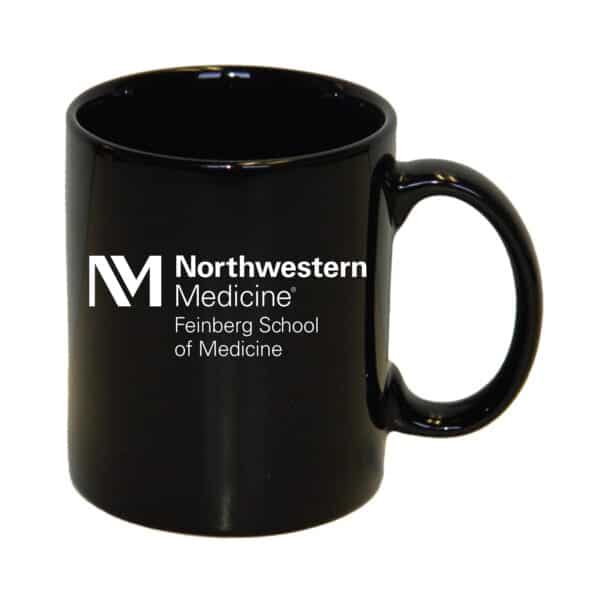 Northwestern University Wildcats 11 oz. Black Ceramic Coffee Mug with Feinberg School of Medicine Design