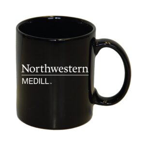 Northwestern University Wildcats 11 oz. Black Ceramic Coffee Mug with Medill Design