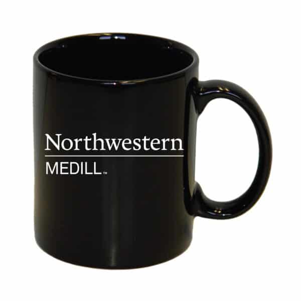 Northwestern University Wildcats 11 oz. Black Ceramic Coffee Mug with Medill Design