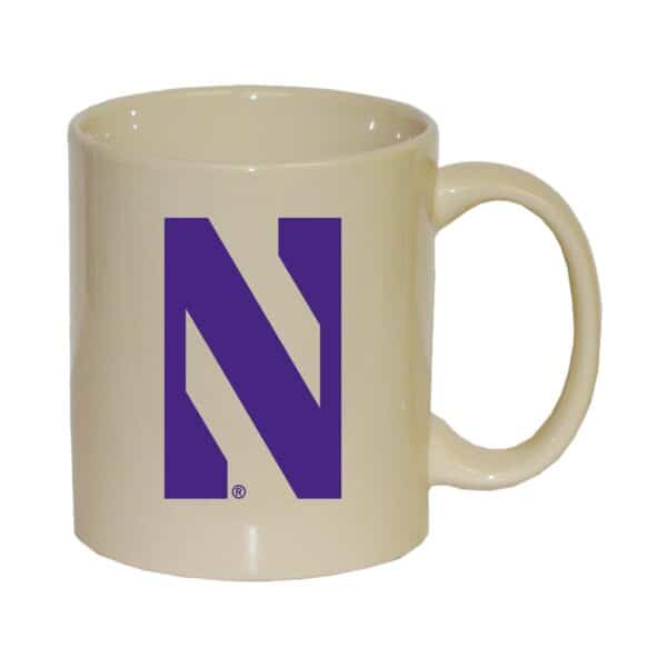 Northwestern University Wildcats 11 oz. Almond Cream Ceramic Coffee Mug with Stylized N Design