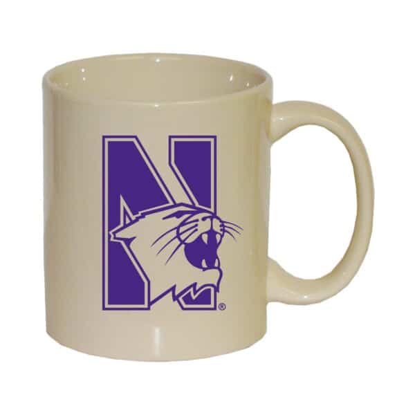 Northwestern University Wildcats 11 oz. Almond Cream Ceramic Coffee Mug with N-Cat Design