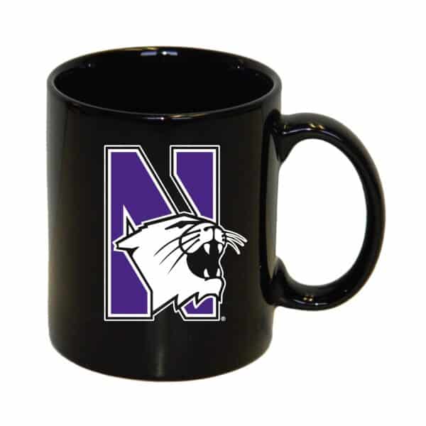 Northwestern University Wildcats 11 oz. Black Ceramic Coffee Mug with Stylized N-Cat Design