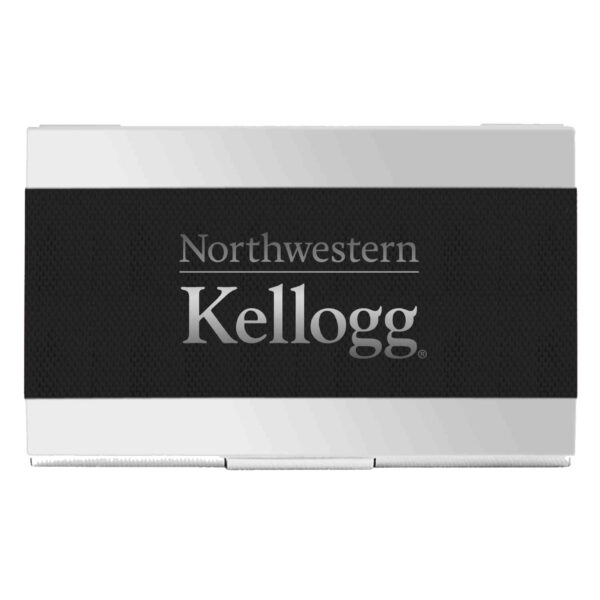 Northwestern University Wildcats Laser Engraved Black Carbon Fiber Business Card Holder with Kellogg Design-2