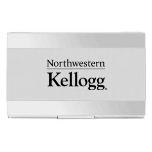 Northwestern University Wildcats Laser Engraved Silver Carbon Fiber Business Card Holder with Kellogg Design
