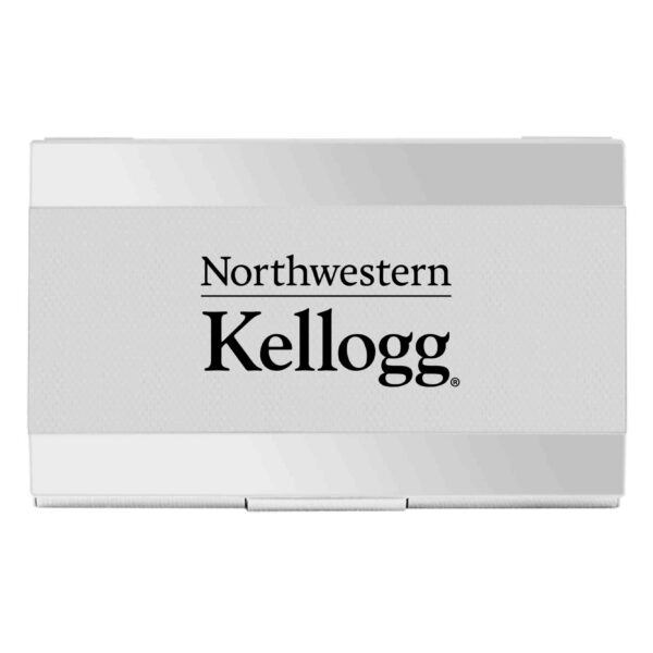 Northwestern University Wildcats Laser Engraved Silver Carbon Fiber Business Card Holder with Kellogg Design