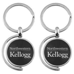 Northwestern University Wildcats Laser Engraved Black Spinner Key Chain with Kellogg Design