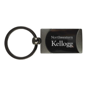 Northwestern University Wildcats Laser Engraved Black Monument Gunmetal Key Chain with Kellogg Design