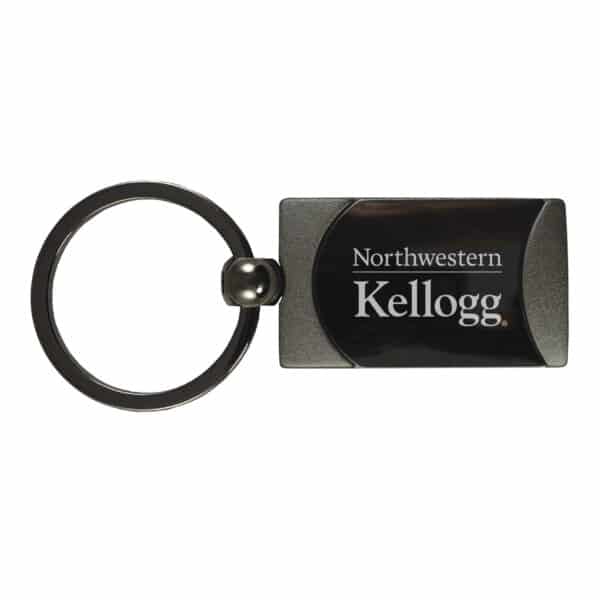 Northwestern University Wildcats Laser Engraved Black Monument Gunmetal Key Chain with Kellogg Design