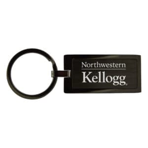Northwestern University Wildcats Laser Engraved Black Silhouette Raised Plate Key Chain with Kellogg Design