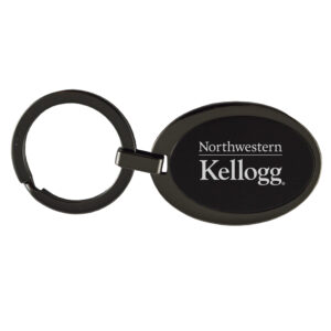 Northwestern University Wildcats Laser Engraved Black Silhouette Raised Plate Oval Key Chain with Kellogg Design