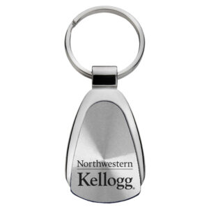 Northwestern University Wildcats Laser Engraved Silver Teardrop Key Chain with Kellogg Design