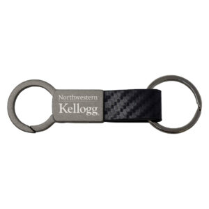 Northwestern University Wildcats Laser Engraved Black Magnum Carbon Fiber Key Chain with Kellogg Design