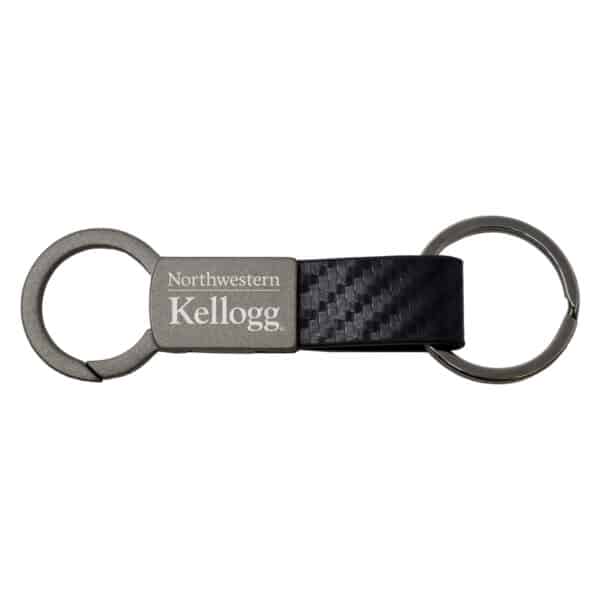 Northwestern University Wildcats Laser Engraved Black Magnum Carbon Fiber Key Chain with Kellogg Design