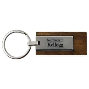 Northwestern University Wildcats Laser Engraved Luxe Wood & Metal Key Chain with Kellogg Design