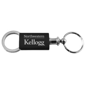 Northwestern University Wildcats Laser Engraved Black Anodized Valet Key Chain with Kellogg Design